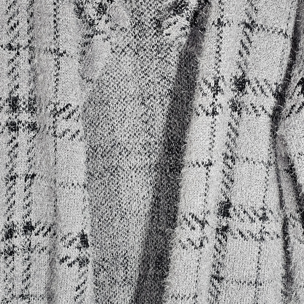 Lily Morgan Dark Grey Plaid Open Front Long Sweater Cardigan Size 2X - Picture 7 of 9